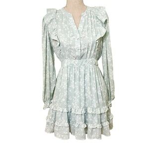 Chic Ruffled Long Sleeve Dress